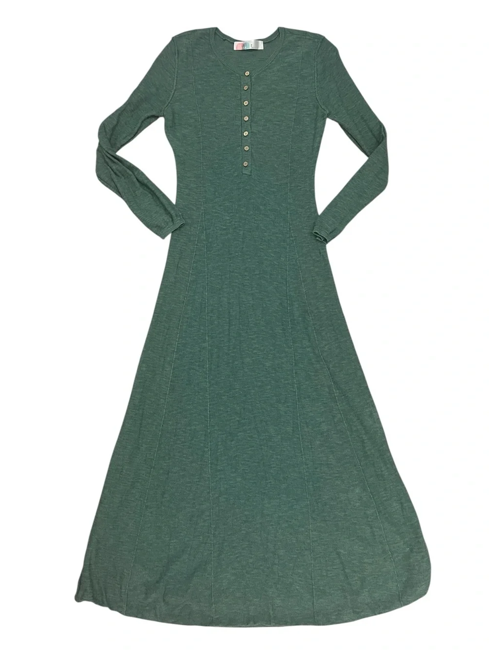 Free People Beach Dark Teal Linen-Blend Long Sleeve Maxi Dress - Picture 1 of 6